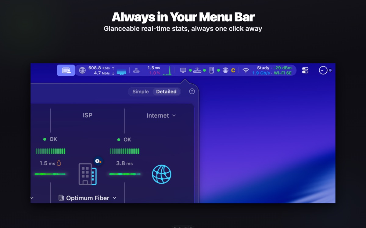 Glanceable real-time stats in the menu bar